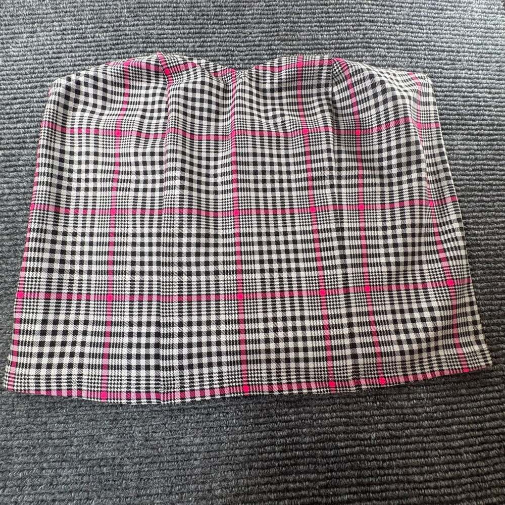 Torrid Plaid Sweetheart Tube Top Size 1 Pink Black White